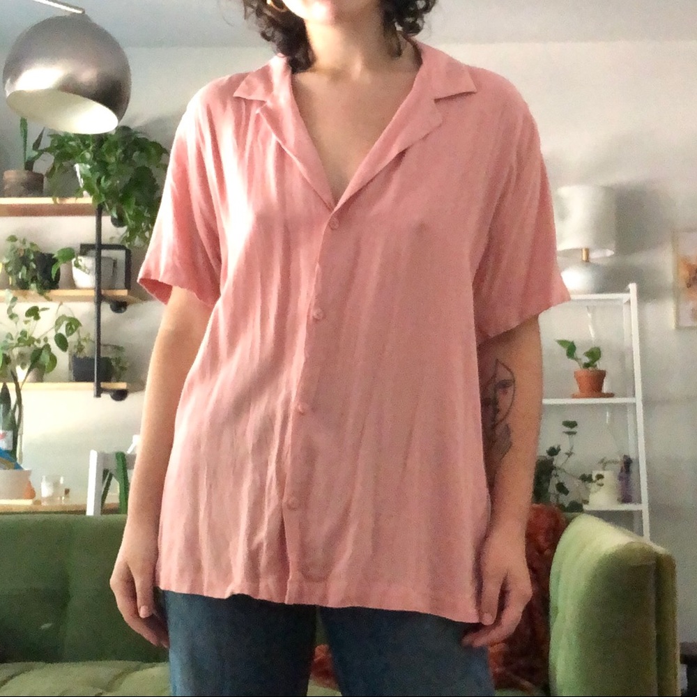 ASOS pink short sleeve button up